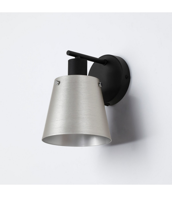 Greenport Wall Light Switched 16cm x 14cm Shade 1 Light E27 Sand Black/Light Grey/Silver Metal Shade-7