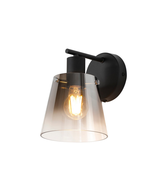 Greenport Wall Light Switched 16cm x 14cm Shade 1 Light E27 Sand Black/Smoke Faded Glass Shade-1