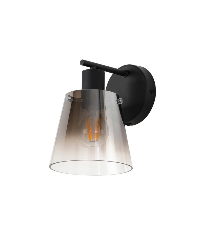 Greenport Wall Light Switched 16cm x 14cm Shade 1 Light E27 Sand Black/Smoke Faded Glass Shade-4