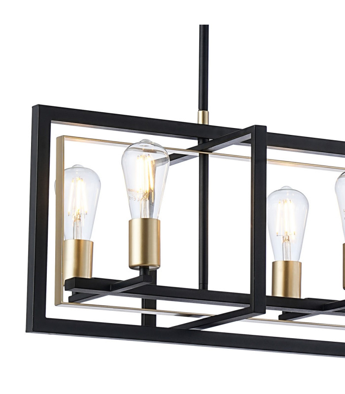 Canastota Pendant/Flush Convertible 6 x E27 Satin Black/Champagne Gold-7
