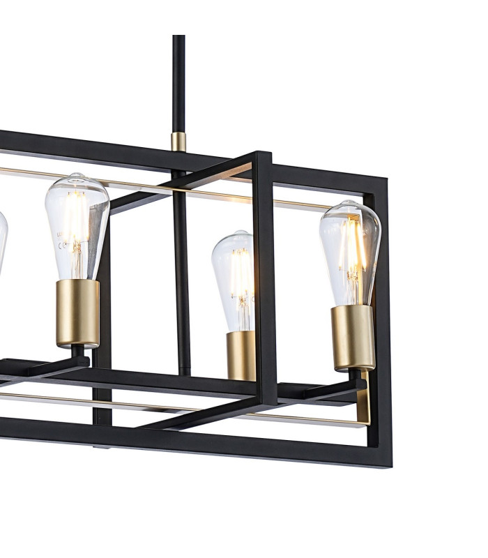 Canastota Pendant/Flush Convertible 6 x E27 Satin Black/Champagne Gold-8