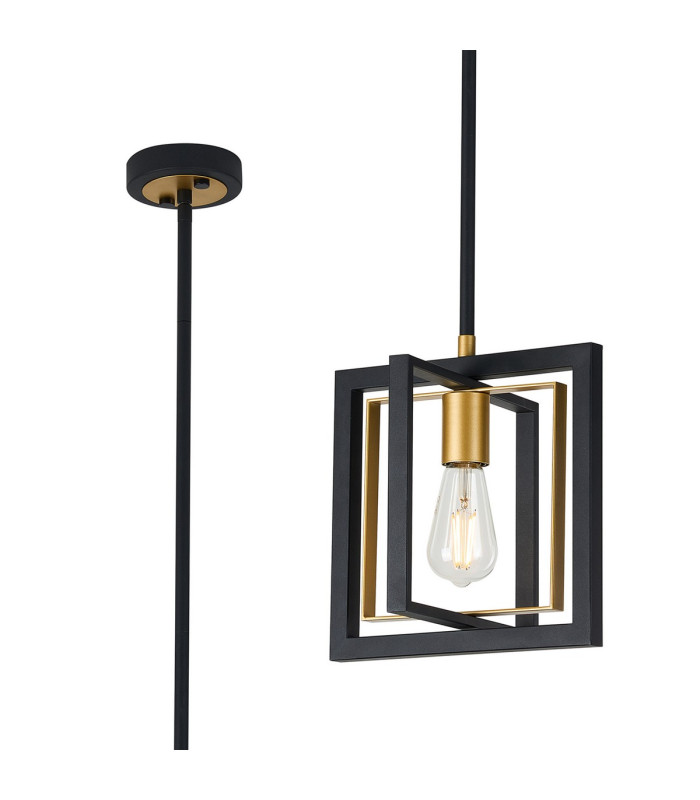Canastota Square Multi Height Pendant 1 x E27 Satin Black/Champagne Gold-1