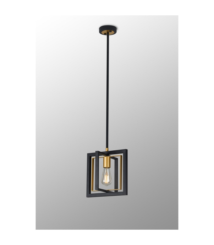 Canastota Square Multi Height Pendant 1 x E27 Satin Black/Champagne Gold-3