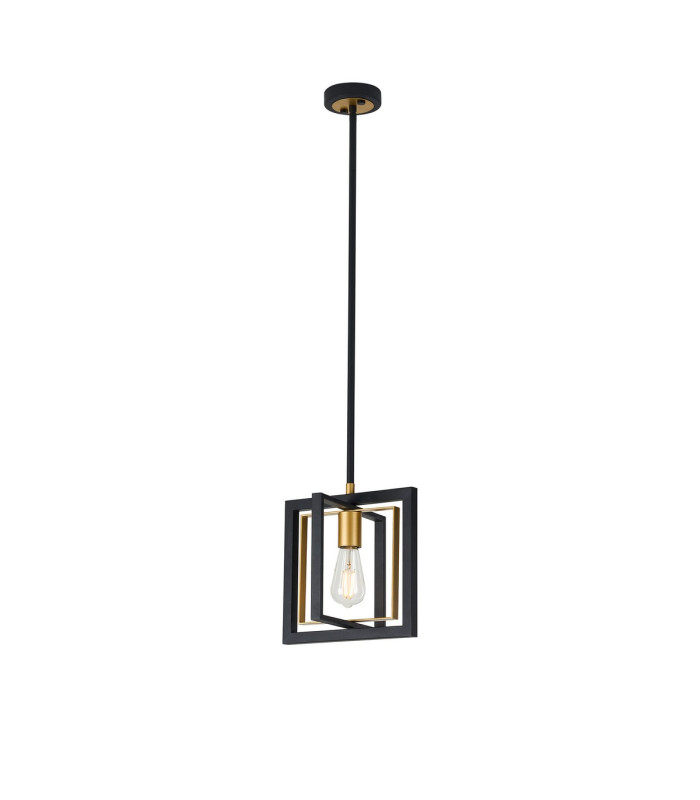 Canastota Square Multi Height Pendant 1 x E27 Satin Black/Champagne Gold-4