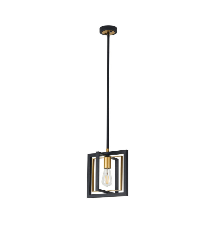 Canastota Square Multi Height Pendant 1 x E27 Satin Black/Champagne Gold-5