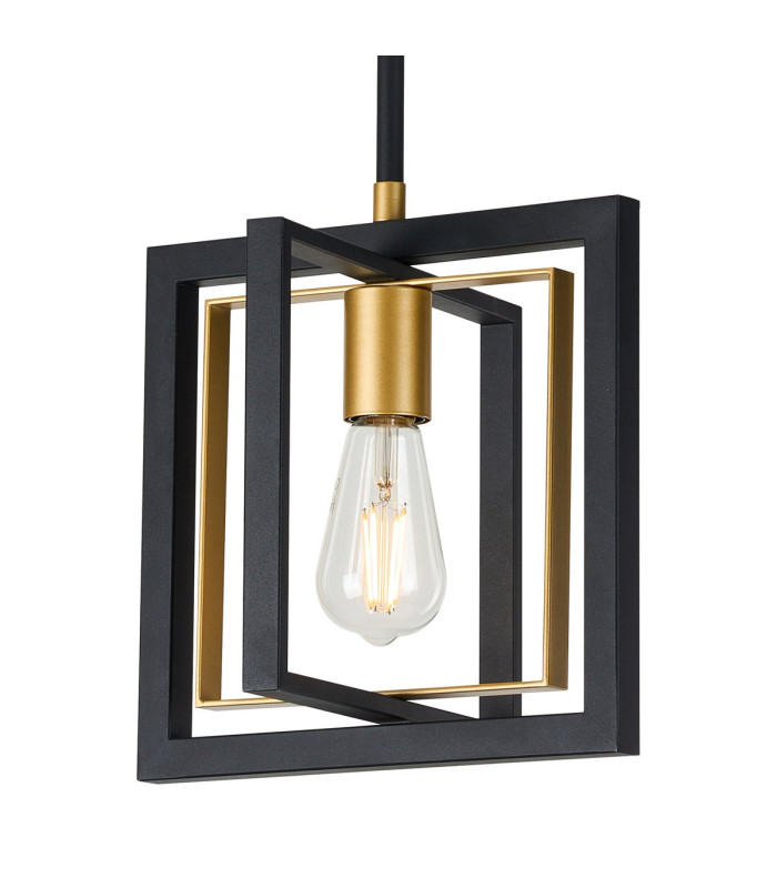 Canastota Square Multi Height Pendant 1 x E27 Satin Black/Champagne Gold-7