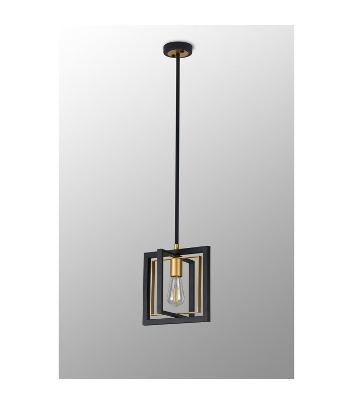 Canastota Square Multi Height Pendant 1 x E27 Satin Black/Champagne Gold-8
