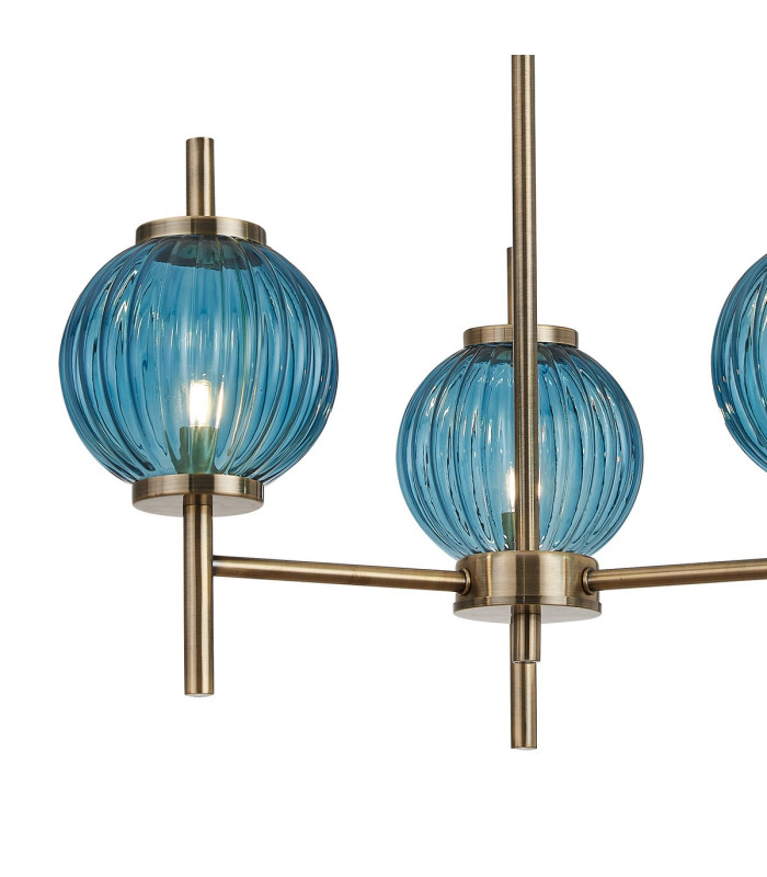 Cincinnatus 55cm Multi Height Pendant 3 x G9 Antique Brass/Blue Glass-7