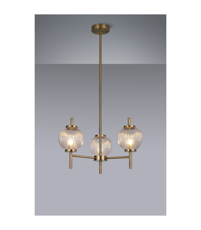 Cincinnatus 55cm Multi Height Pendant 3 x G9 Antique Brass/Clear Glass-3