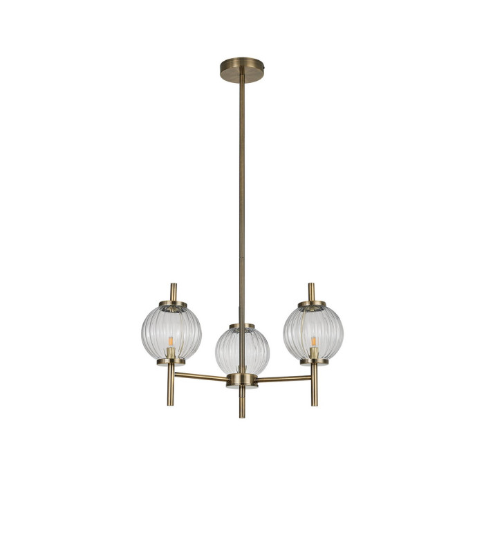 Cincinnatus 55cm Multi Height Pendant 3 x G9 Antique Brass/Clear Glass-4