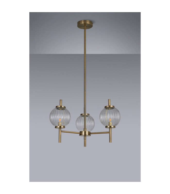 Cincinnatus 55cm Multi Height Pendant 3 x G9 Antique Brass/Clear Glass-8