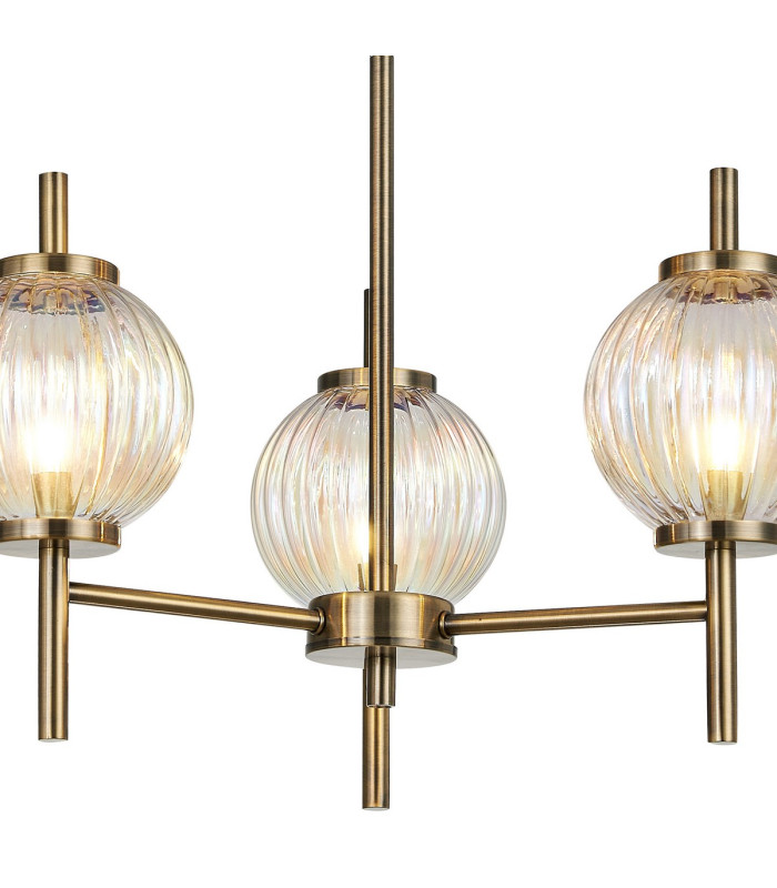 Cincinnatus 55cm Multi Height Pendant 3 x G9 Antique Brass/Light Iridescent Glass-6