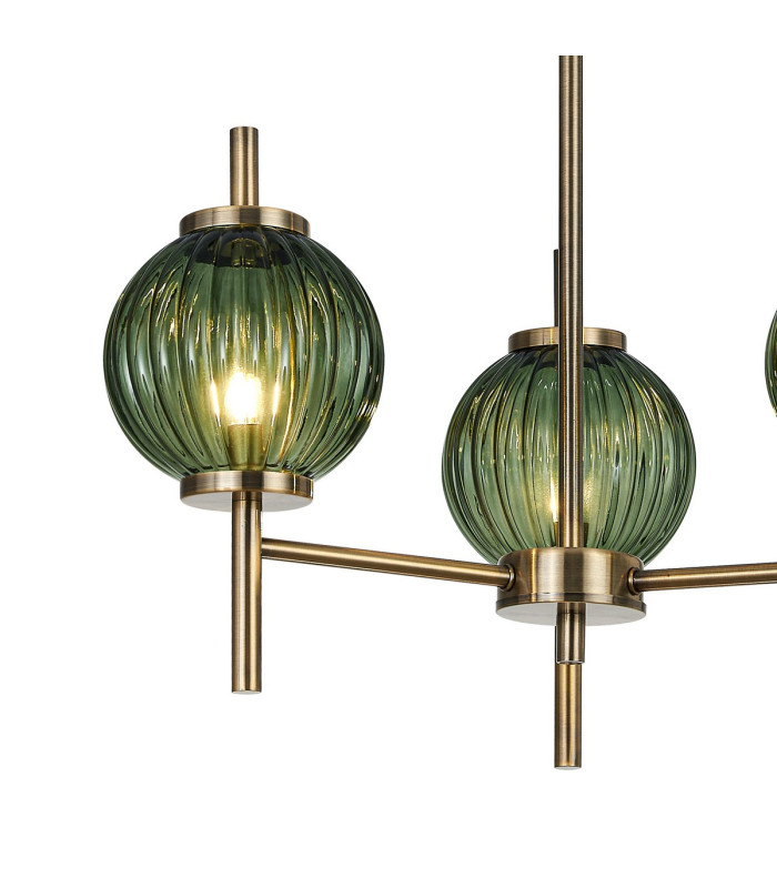 Cincinnatus 55cm Multi Height Pendant 3 x G9 Antique Brass/Moss Green Glass-7