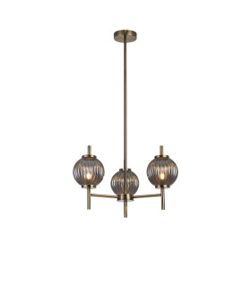 Cincinnatus 55cm Multi Height Pendant 3 x G9 Antique Brass/Smoke Glass-1