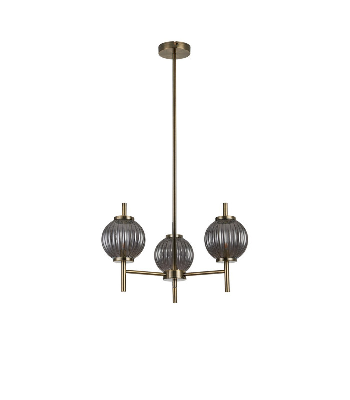 Cincinnatus 55cm Multi Height Pendant 3 x G9 Antique Brass/Smoke Glass-4