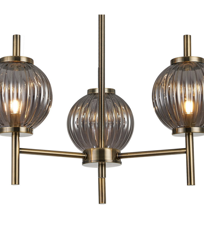 Cincinnatus 55cm Multi Height Pendant 3 x G9 Antique Brass/Smoke Glass-6