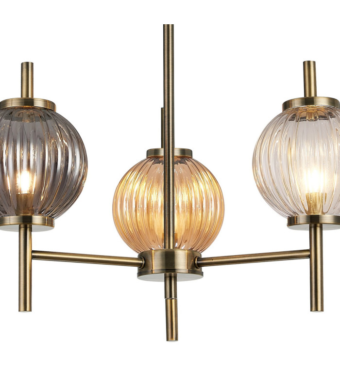 Cincinnatus 55cm Multi Height Pendant 3 x G9 Antique Brass/Amber/Clear/Smoke Glass-6