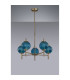Cincinnatus 65cm Multi Height Pendant 5 x G9 Antique Brass/Blue Glass-8