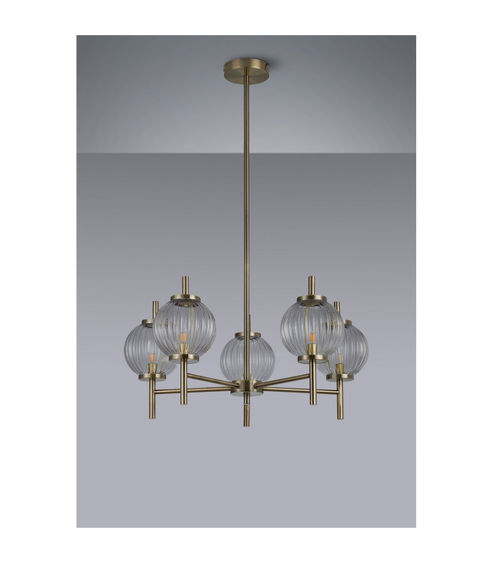 Cincinnatus 65cm Multi Height Pendant 5 x G9 Antique Brass/Clear Glass-8