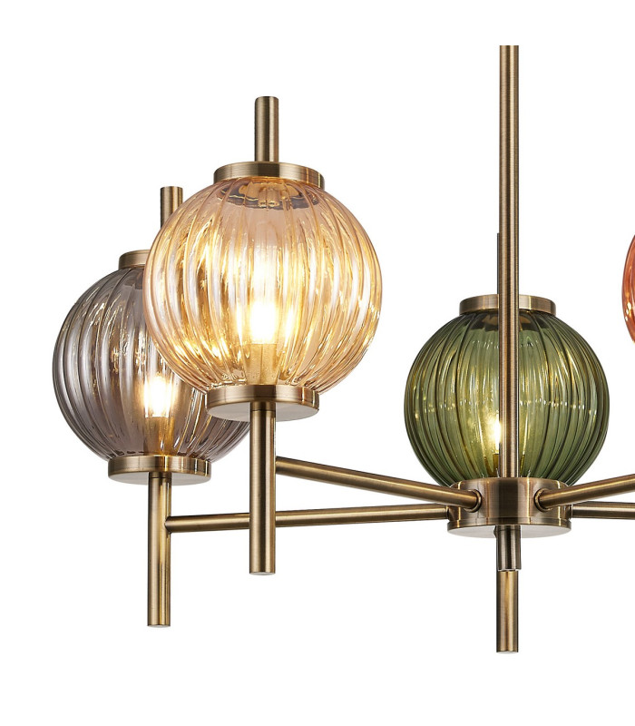 Cincinnatus 65cm Multi Height Pendant 5 x G9 Antique Brass/Amber/Blue/Moss Green/Blush Pink/Smoke Glass-7