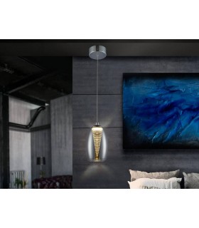 Integrated LED Crystal Ceiling Pendant Chrome - 1
