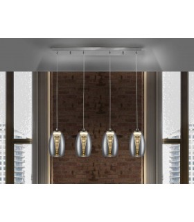 Integrated LED Crystal 4 Light Bar Ceiling Pendant Chrome - 1