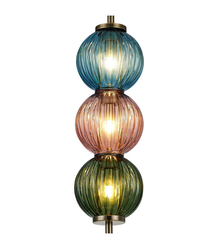 Cincinnatus 15cm Pendant 3 x G9 Antique Brass/Blue/Moss Green/Blush Pink Glass-6