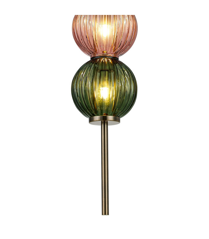 Cincinnatus 15cm Pendant 3 x G9 Antique Brass/Blue/Moss Green/Blush Pink Glass-7