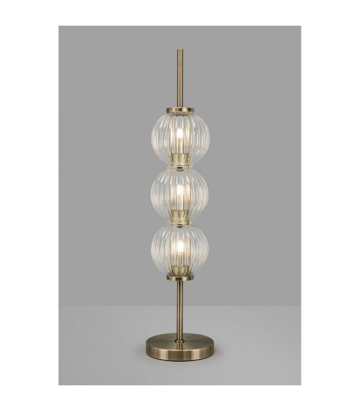 Cincinnatus Table Lamp 3 x G9 Antique Brass/Clear Glass-3