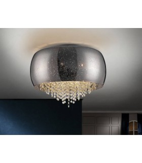 6 Light Crystal Flush Ceiling Light Chrome, G9 - 1