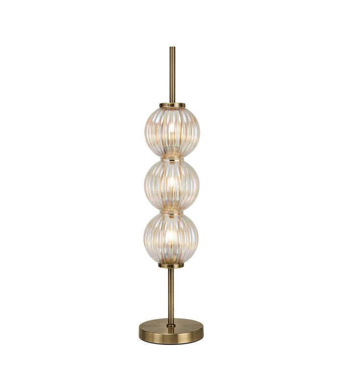 Cincinnatus Table Lamp 3 x G9 Antique Brass/Light Iridescent Glass-1