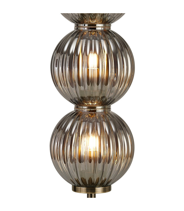 Cincinnatus Table Lamp 3 x G9 Antique Brass/Smoke Glass-6