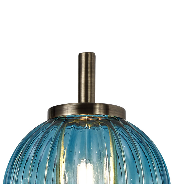 Cincinnatus Wall Lamp 1 x G9 Antique Brass/Blue Glass-5