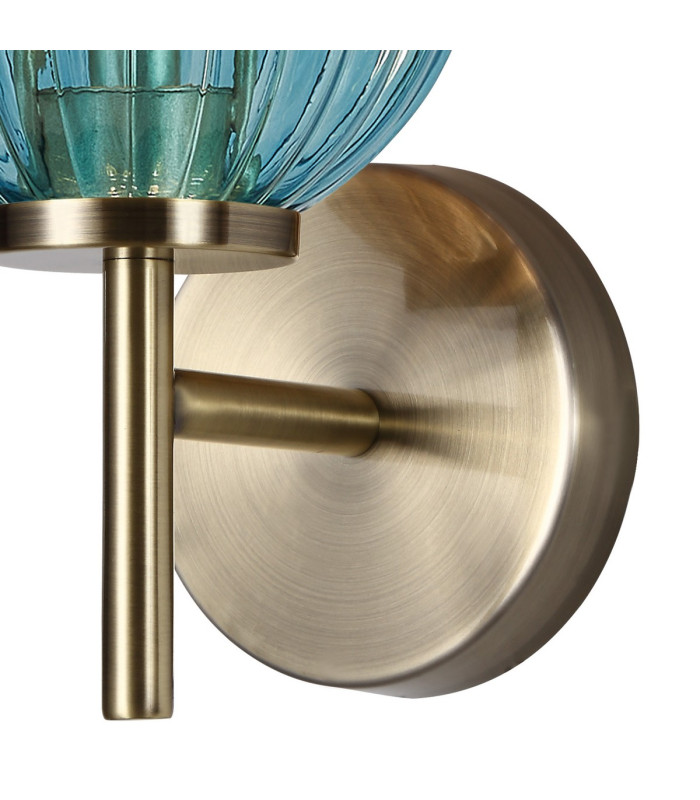 Cincinnatus Wall Lamp 1 x G9 Antique Brass/Blue Glass-6