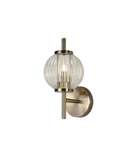 Cincinnatus Wall Lamp 1 x G9 Antique Brass/Clear Glass-1
