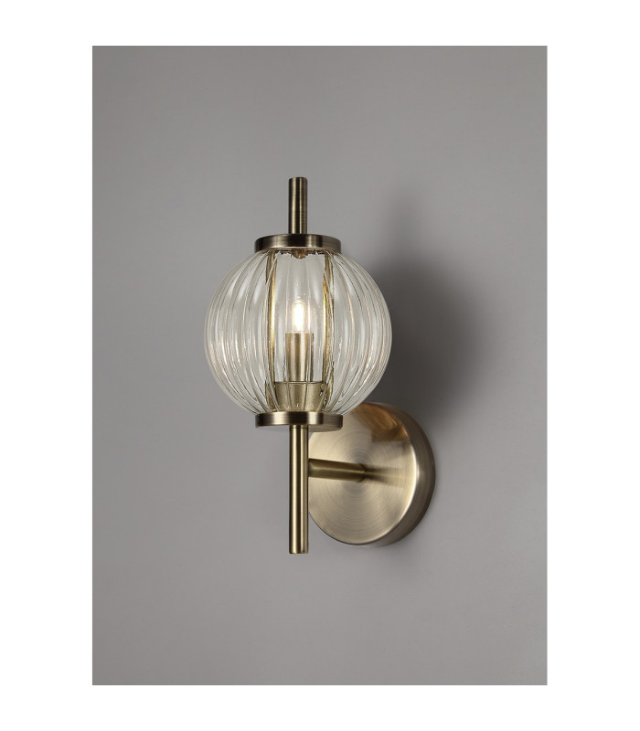 Cincinnatus Wall Lamp 1 x G9 Antique Brass/Clear Glass-3