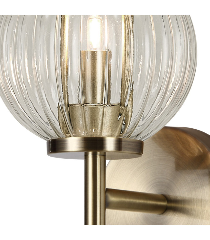 Cincinnatus Wall Lamp 1 x G9 Antique Brass/Clear Glass-7