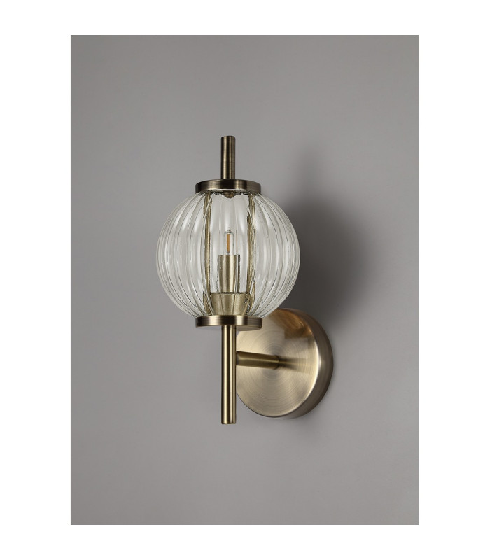 Cincinnatus Wall Lamp 1 x G9 Antique Brass/Clear Glass-9
