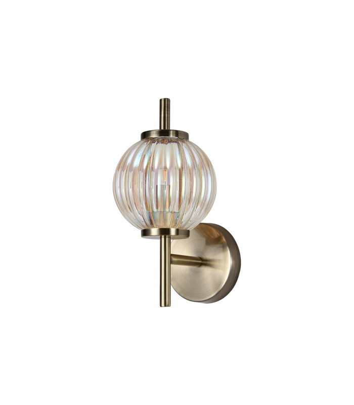 Cincinnatus Wall Lamp 1 x G9 Antique Brass/Light Iridescent Glass-4