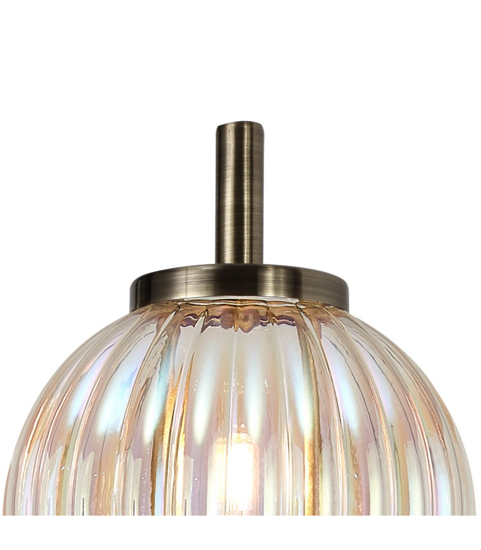 Cincinnatus Wall Lamp 1 x G9 Antique Brass/Light Iridescent Glass-5