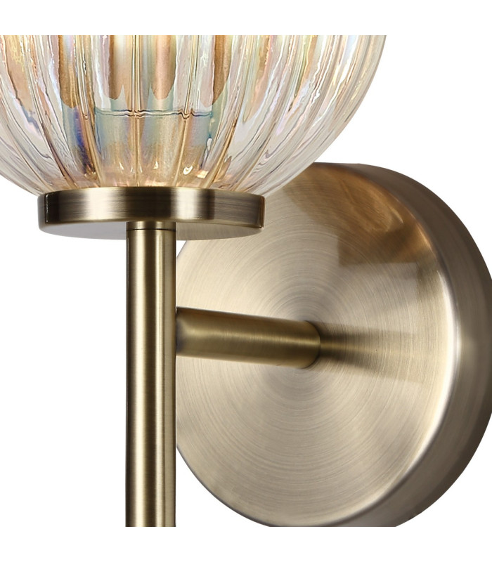 Cincinnatus Wall Lamp 1 x G9 Antique Brass/Light Iridescent Glass-6