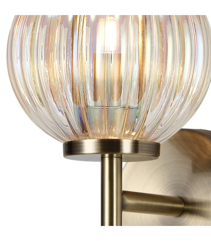 Cincinnatus Wall Lamp 1 x G9 Antique Brass/Light Iridescent Glass-7