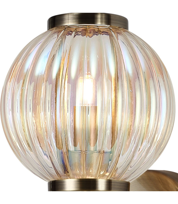 Cincinnatus Wall Lamp 1 x G9 Antique Brass/Light Iridescent Glass-8