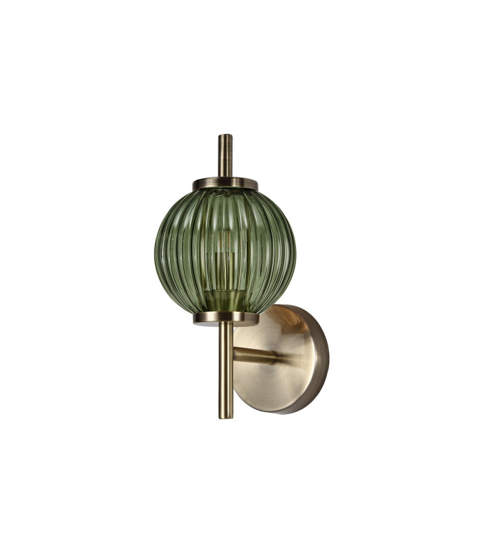 Cincinnatus Wall Lamp 1 x G9 Antique Brass/Moss Green Glass-4