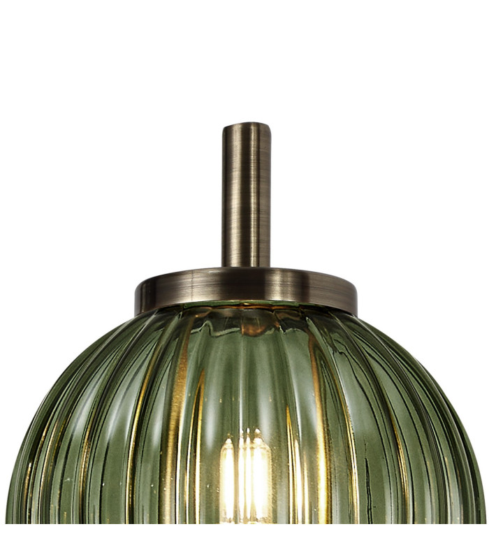Cincinnatus Wall Lamp 1 x G9 Antique Brass/Moss Green Glass-5