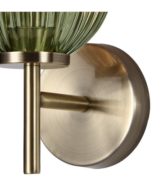Cincinnatus Wall Lamp 1 x G9 Antique Brass/Moss Green Glass-6