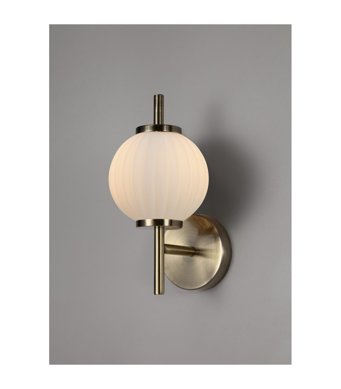 Cincinnatus Wall Lamp 1 x G9 Antique Brass/Opal Glass-3