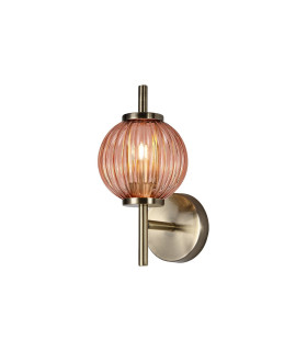 Cincinnatus Wall Lamp 1 x G9 Antique Brass/Blush Pink Glass-1