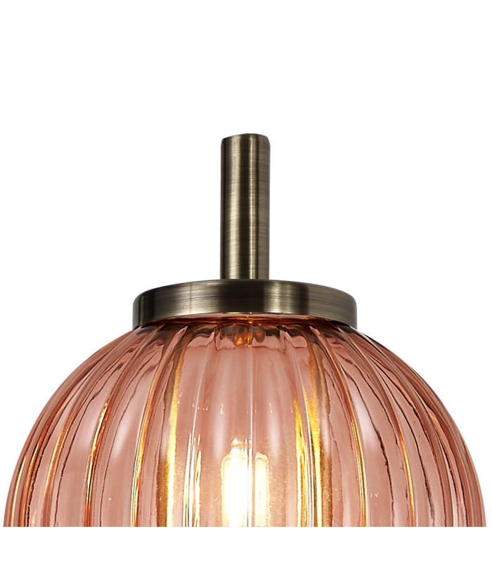 Cincinnatus Wall Lamp 1 x G9 Antique Brass/Blush Pink Glass-5