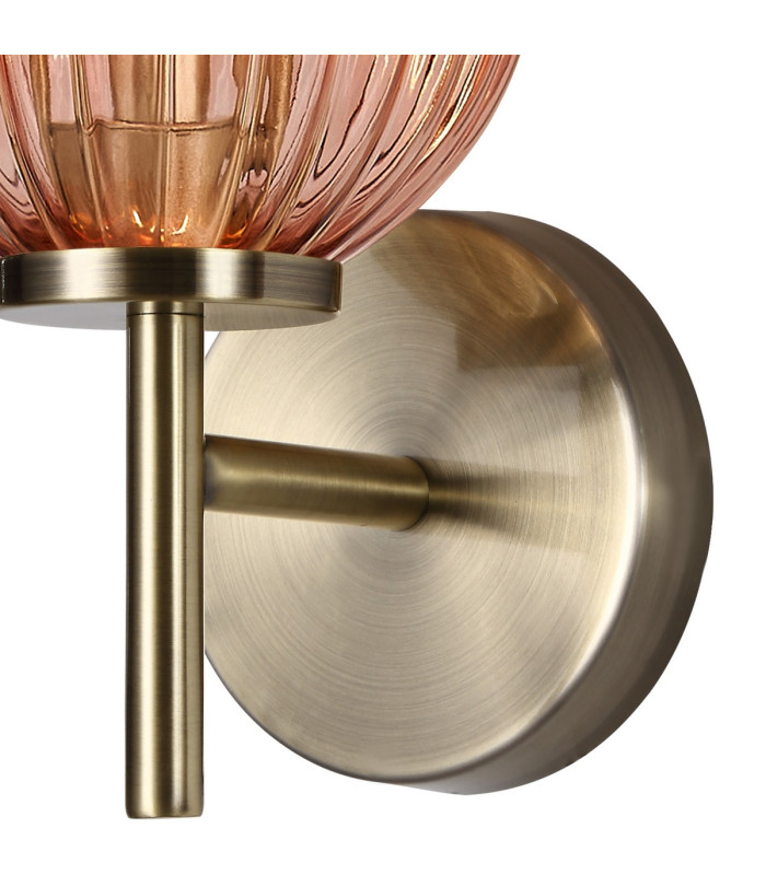 Cincinnatus Wall Lamp 1 x G9 Antique Brass/Blush Pink Glass-6